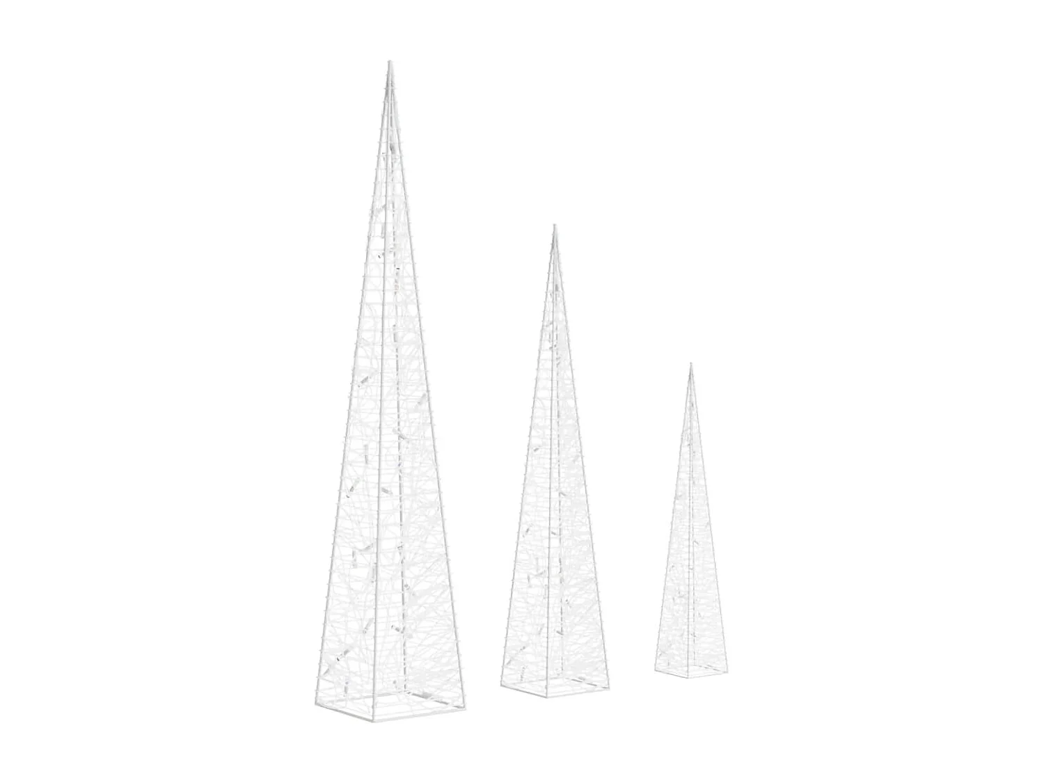 Conj. cones decorativos c/ LEDs branco frio acrílico 30/45/60cm