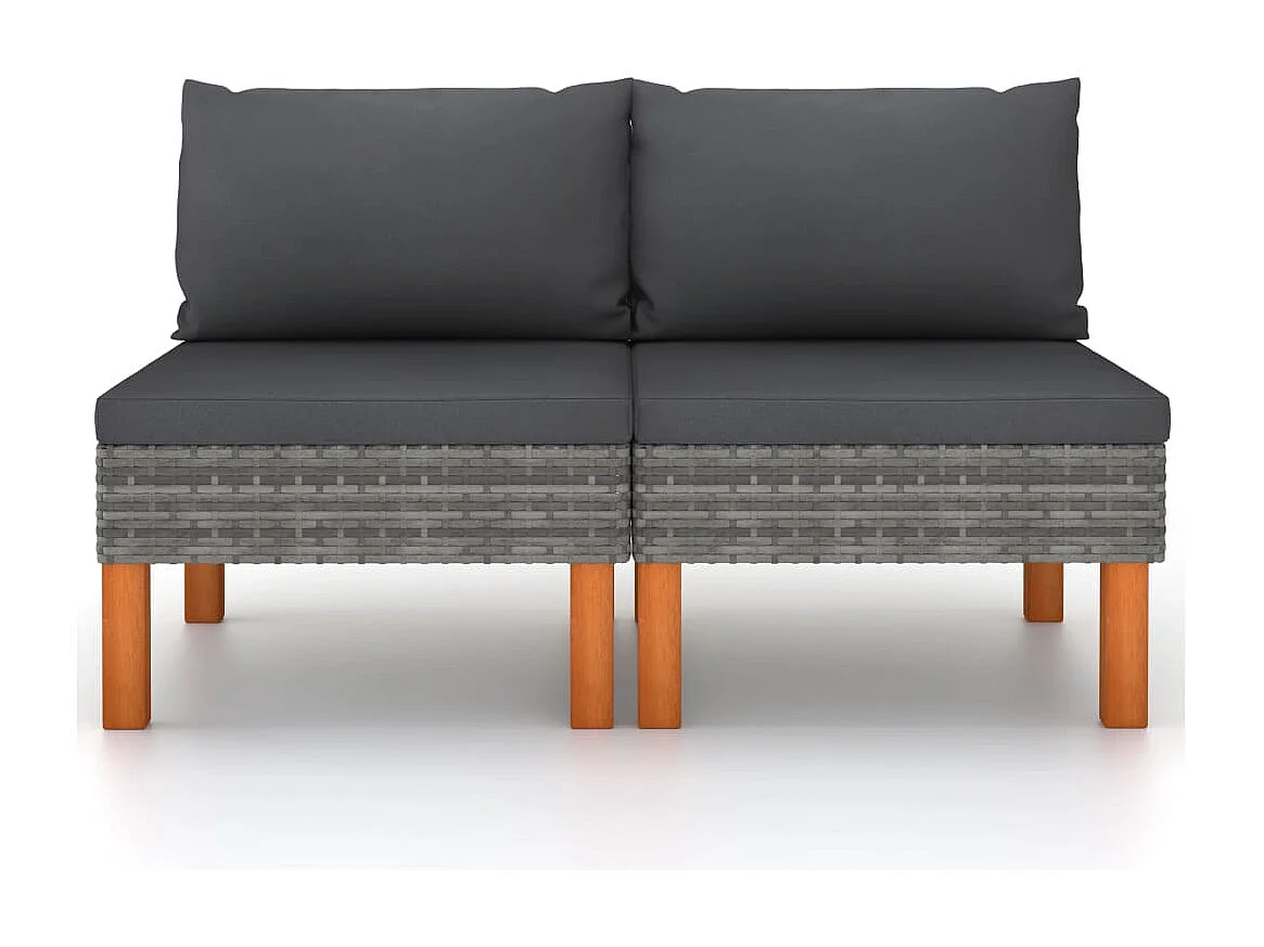 Canapés centraux 2 pcs Résine tressée et bois d'eucalyptus