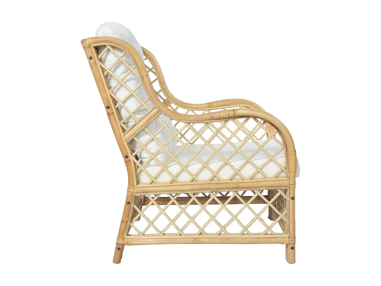 Sessel mit Kissen Natur-Rattan und Leinen