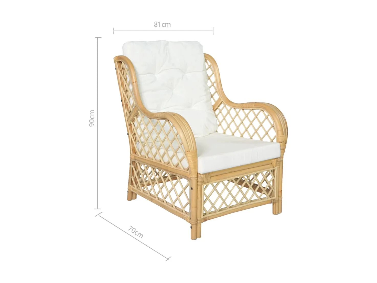 Sessel mit Kissen Natur-Rattan und Leinen