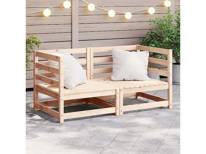 Sofás de esquina para jardín 2 uds madera maciza de pino