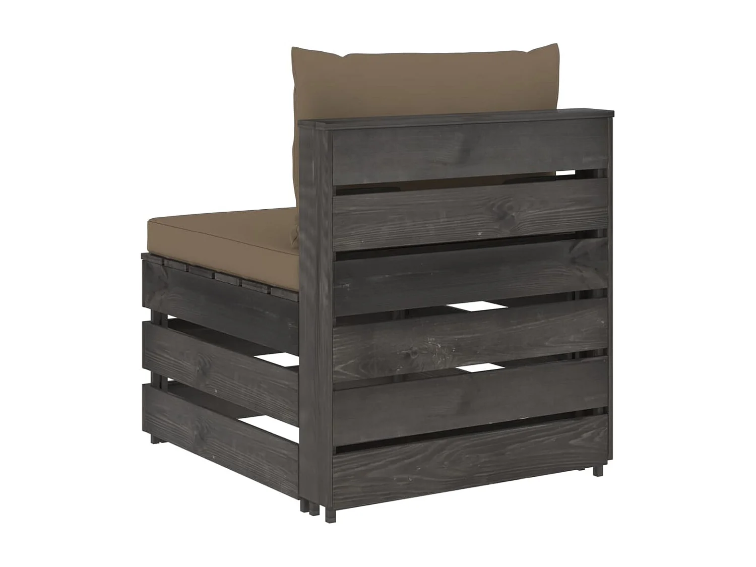 Canapé central sectionnel avec coussins Bois imprégné de gris