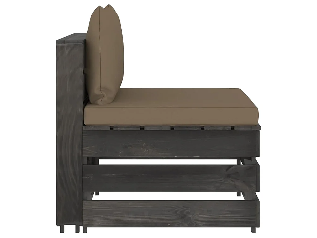 Canapé central sectionnel avec coussins Bois imprégné de gris