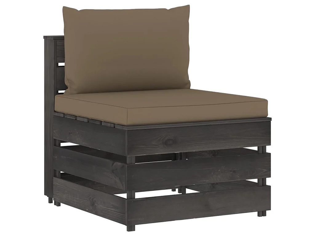 Canapé central sectionnel avec coussins Bois imprégné de gris