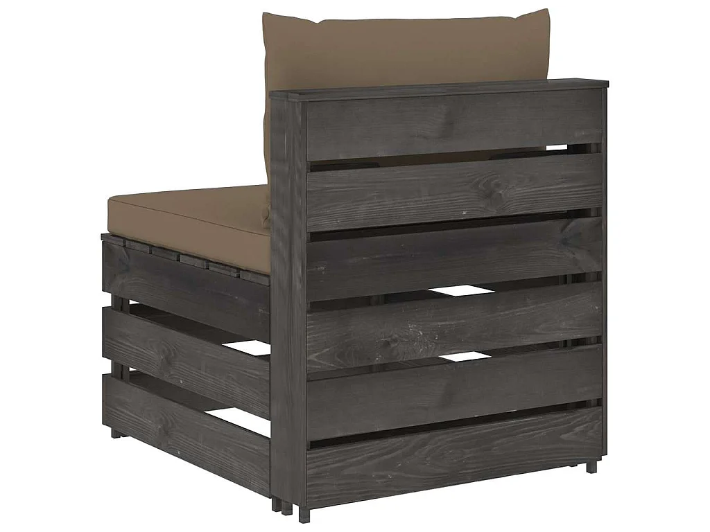 Canapé central sectionnel avec coussins Bois imprégné de gris