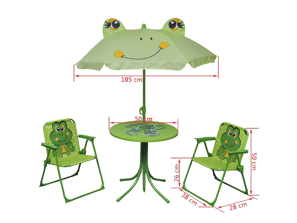 3-delige Bistroset voor kinderen met parasol groen