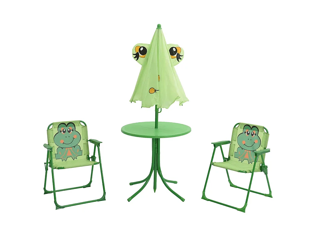 Ensemble de bistro avec parasol pour enfants 3 pcs Vert
