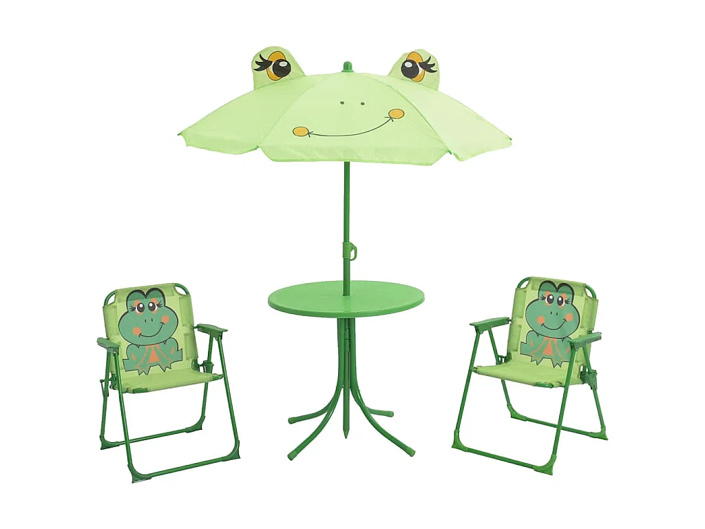 3 pcs conjunto bistrô de jardim infantil c/ guarda-sol verde