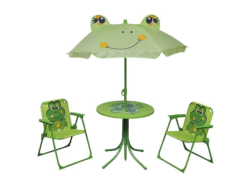3-tlg. Garten-Bistro-Set für Kinder mit Sonnenschirm Grün