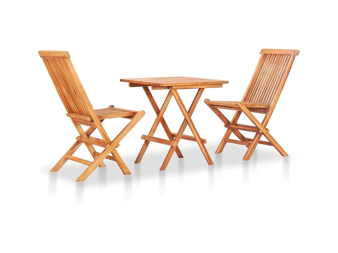 Ensemble de bistro 3 pcs avec coussins bleu clair Bois de teck