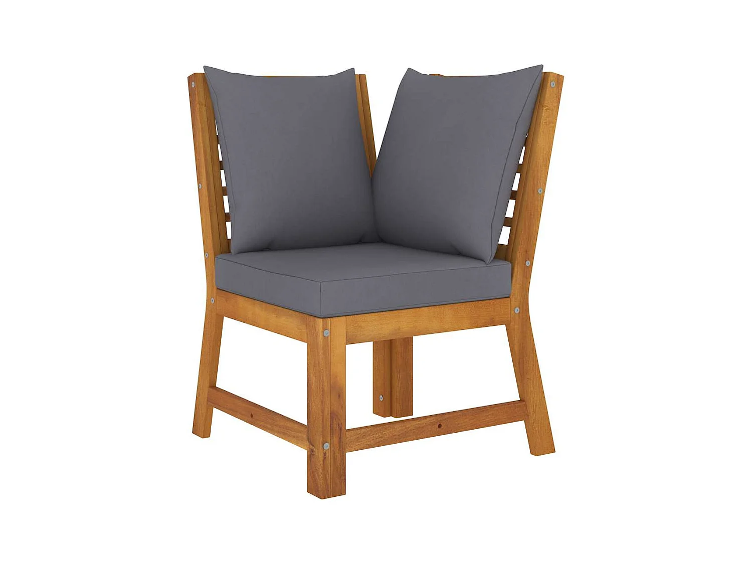 Canapé d'angle sectionnel avec coussin gris foncé Acacia solide
