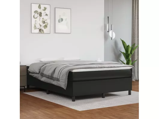 Kauf Unique Boxspringbett mit Matratze Schwarz 140x190 cm Kunstleder