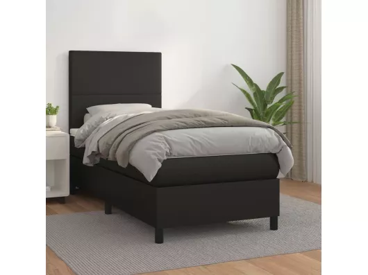 Kauf Unique Boxspringbett mit Matratze Schwarz 100x200 cm Kunstleder