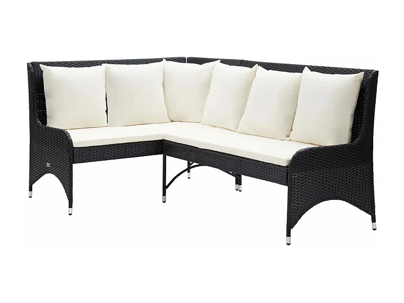 Sofás de canto para jardim 2 pcs vime PE preto