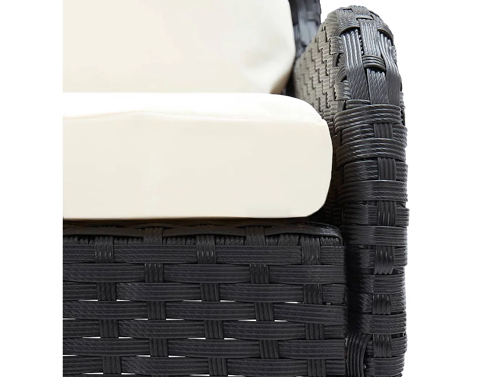 Sofás de canto para jardim 2 pcs vime PE preto