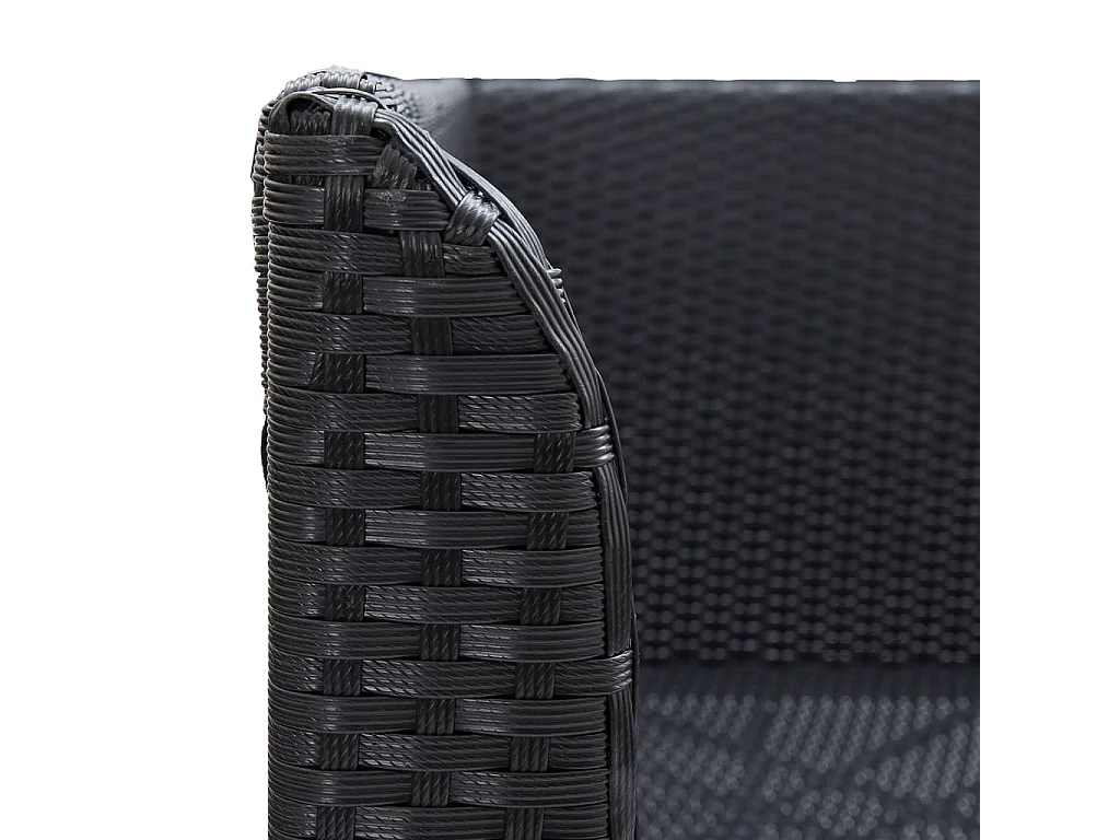 Sofás de canto para jardim 2 pcs vime PE preto