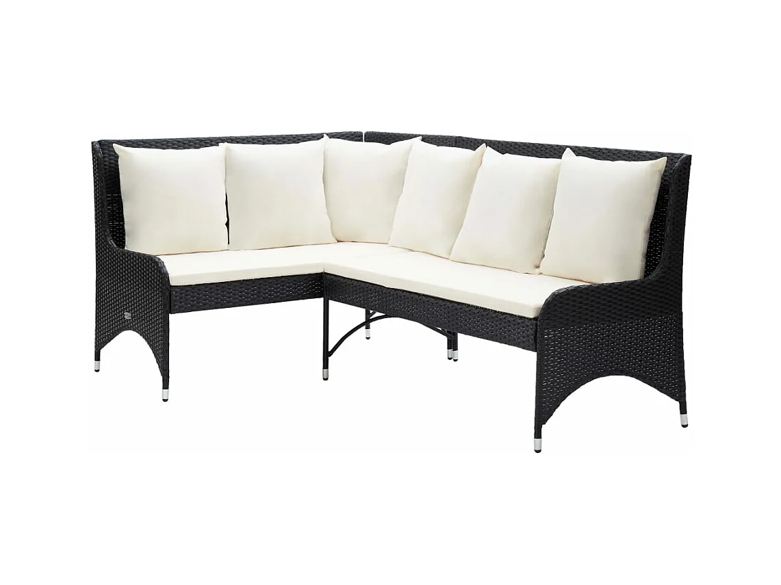Garten-Ecksofa 2-tlg. Poly Rattan Schwarz