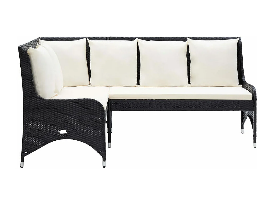 Canapés d'angle de jardin 2 pcs Résine tressée Noir