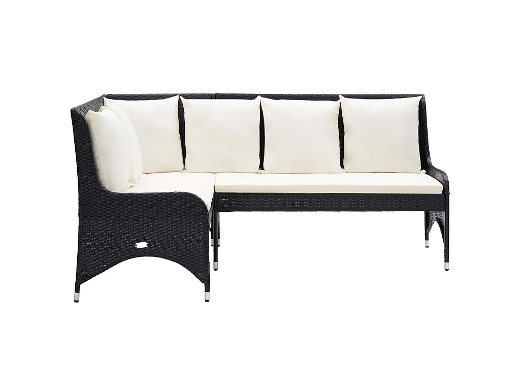 Canapés d'angle de jardin 2 pcs Résine tressée Noir