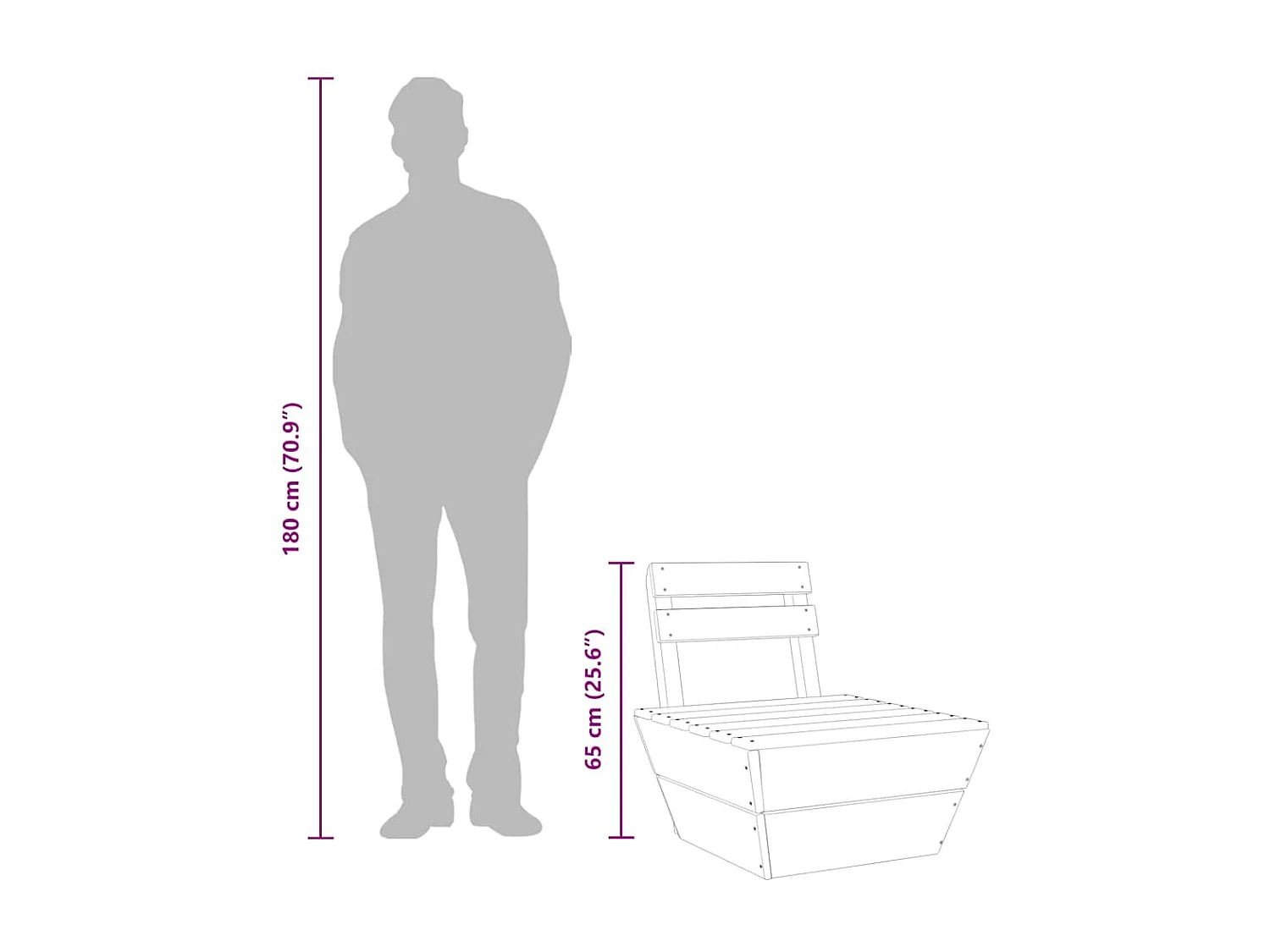 Canapé central sectionnel palette Bois d'épicéa imprégné