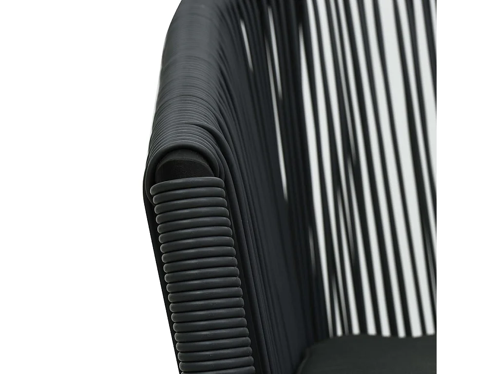 Ensemble de bistro 3 pcs avec coussins Rotin PE Noir