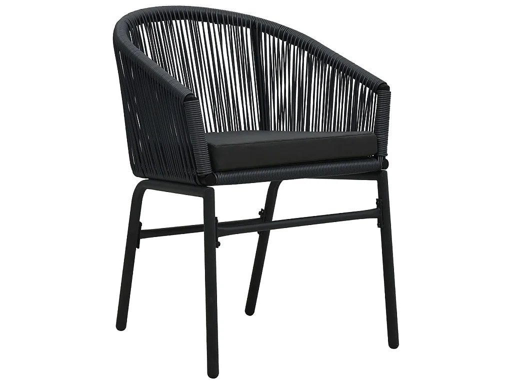 3-tlg. Bistro-Set mit Kissen PE-Rattan Schwarz