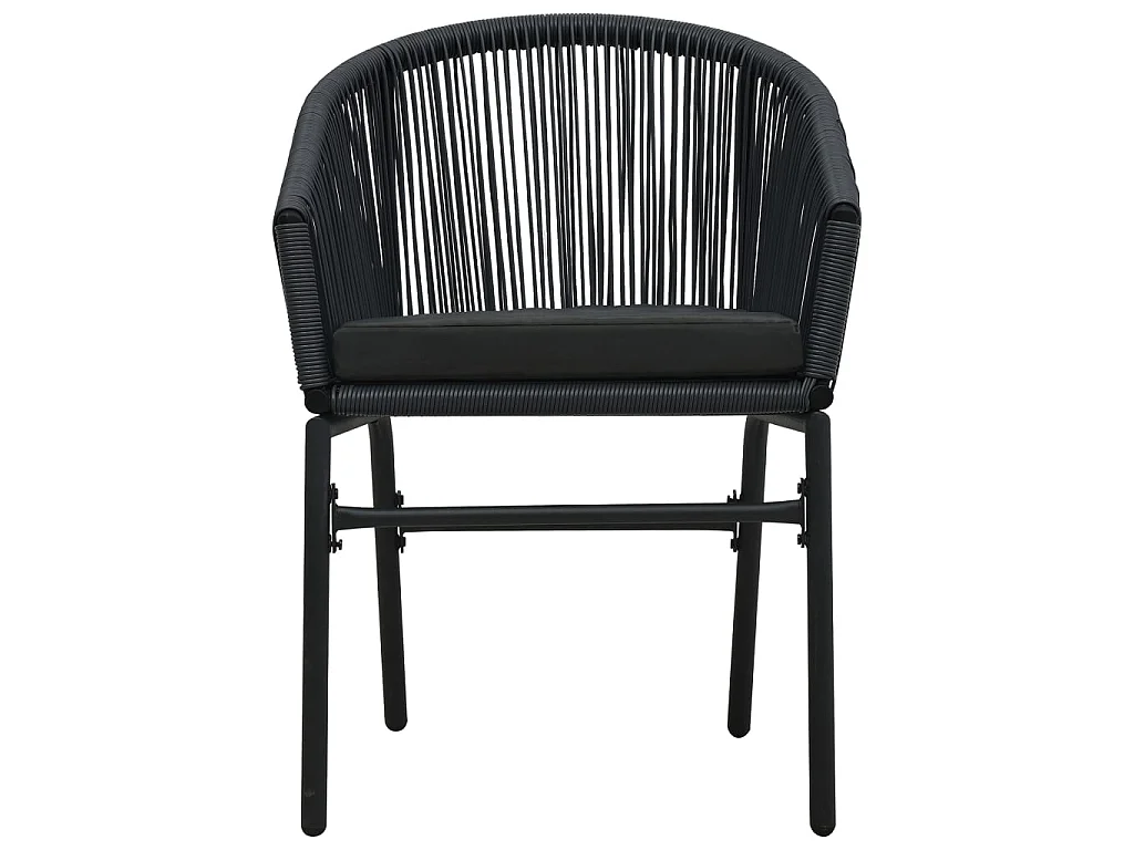 3-tlg. Bistro-Set mit Kissen PE-Rattan Schwarz