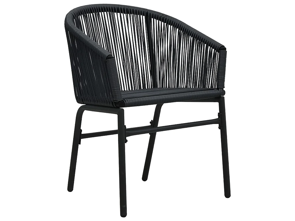 3-tlg. Bistro-Set mit Kissen PE-Rattan Schwarz