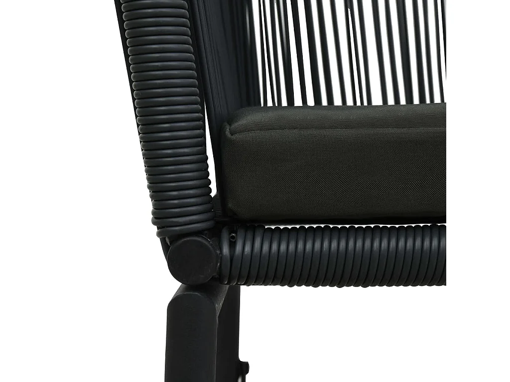 3-tlg. Bistro-Set mit Kissen PE-Rattan Schwarz