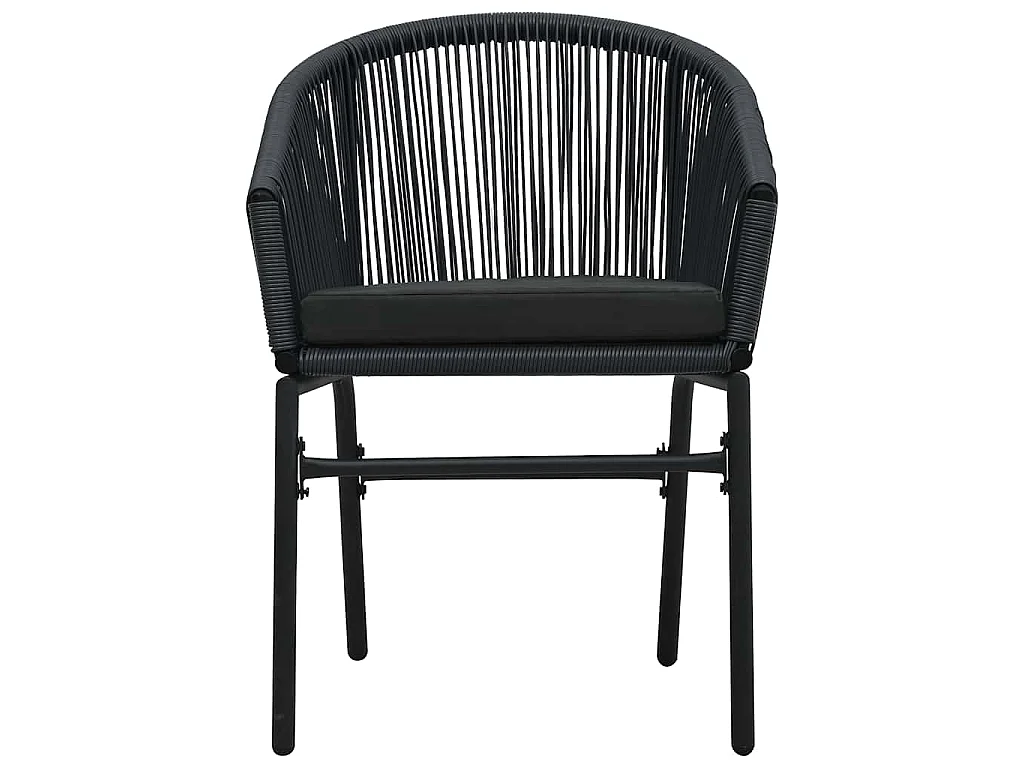 3-tlg. Bistro-Set mit Kissen PE-Rattan Schwarz