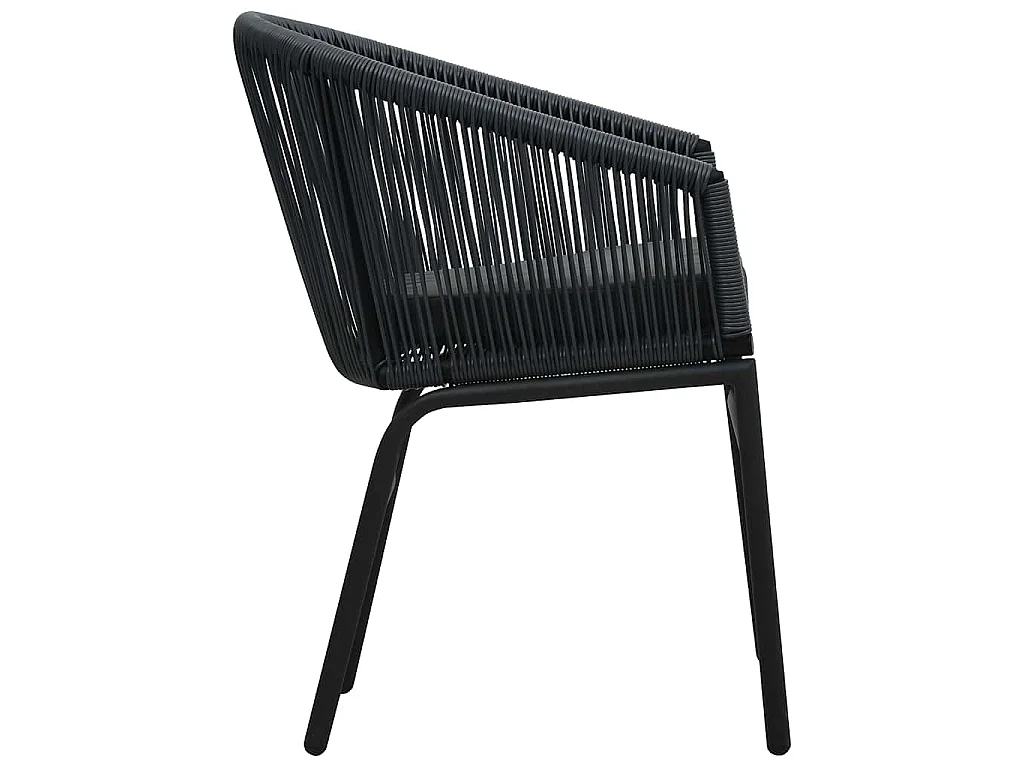3-tlg. Bistro-Set mit Kissen PE-Rattan Schwarz