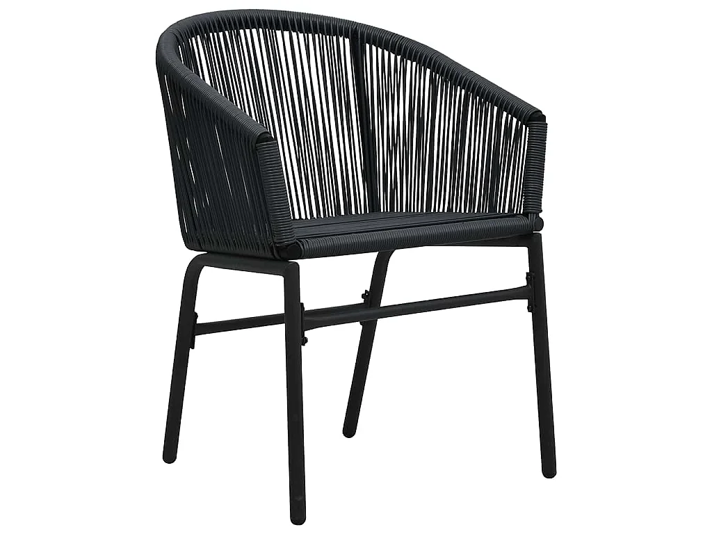 3-tlg. Bistro-Set mit Kissen PE-Rattan Schwarz
