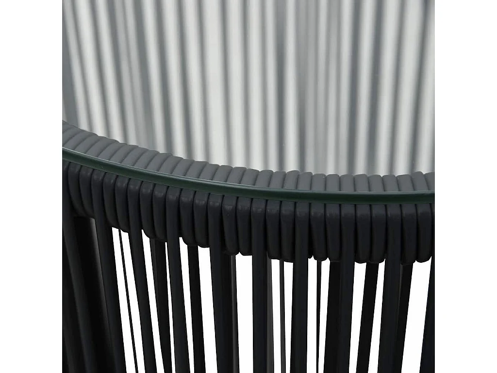 3-tlg. Bistro-Set mit Kissen PE-Rattan Schwarz