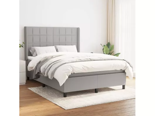 Kauf Unique Boxspringbett mit Matratze Hellgrau 140x190cm Stoff