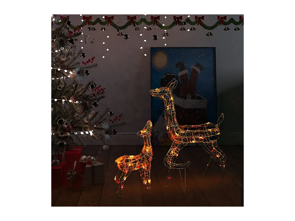 Famille de rennes de décoration Acrylique 160 LED coloré