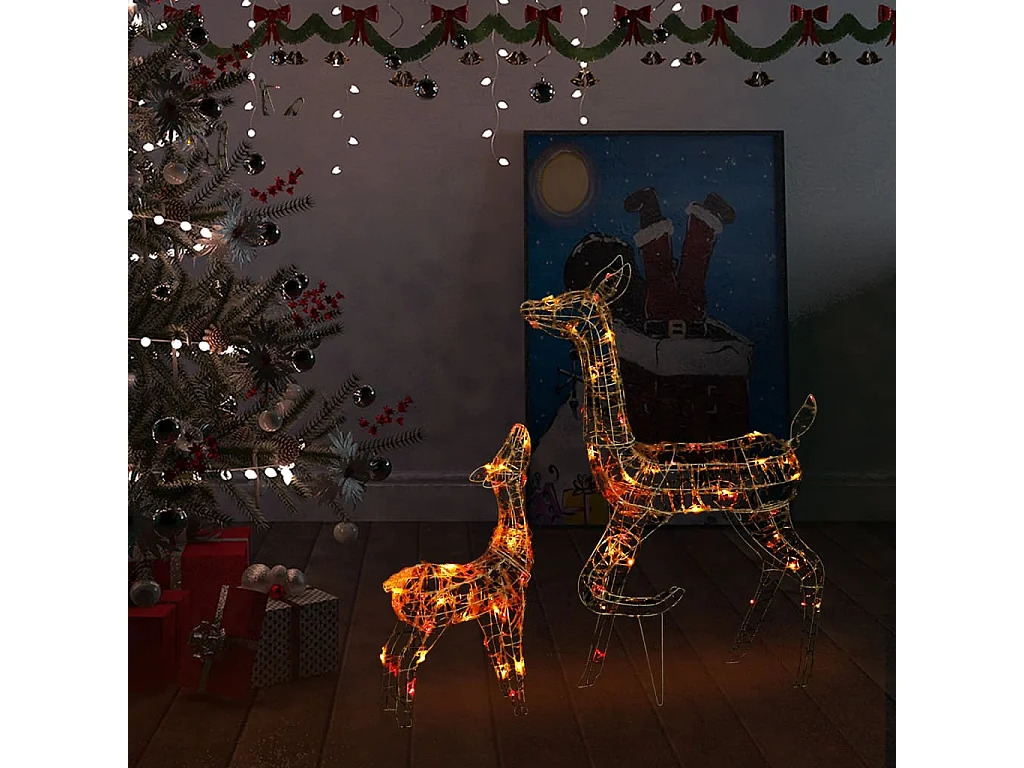 Famille de rennes de décoration Acrylique 160 LED coloré