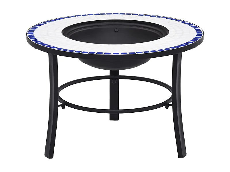 Vuurschaal mozaïek 68 cm keramiek blauw en wit