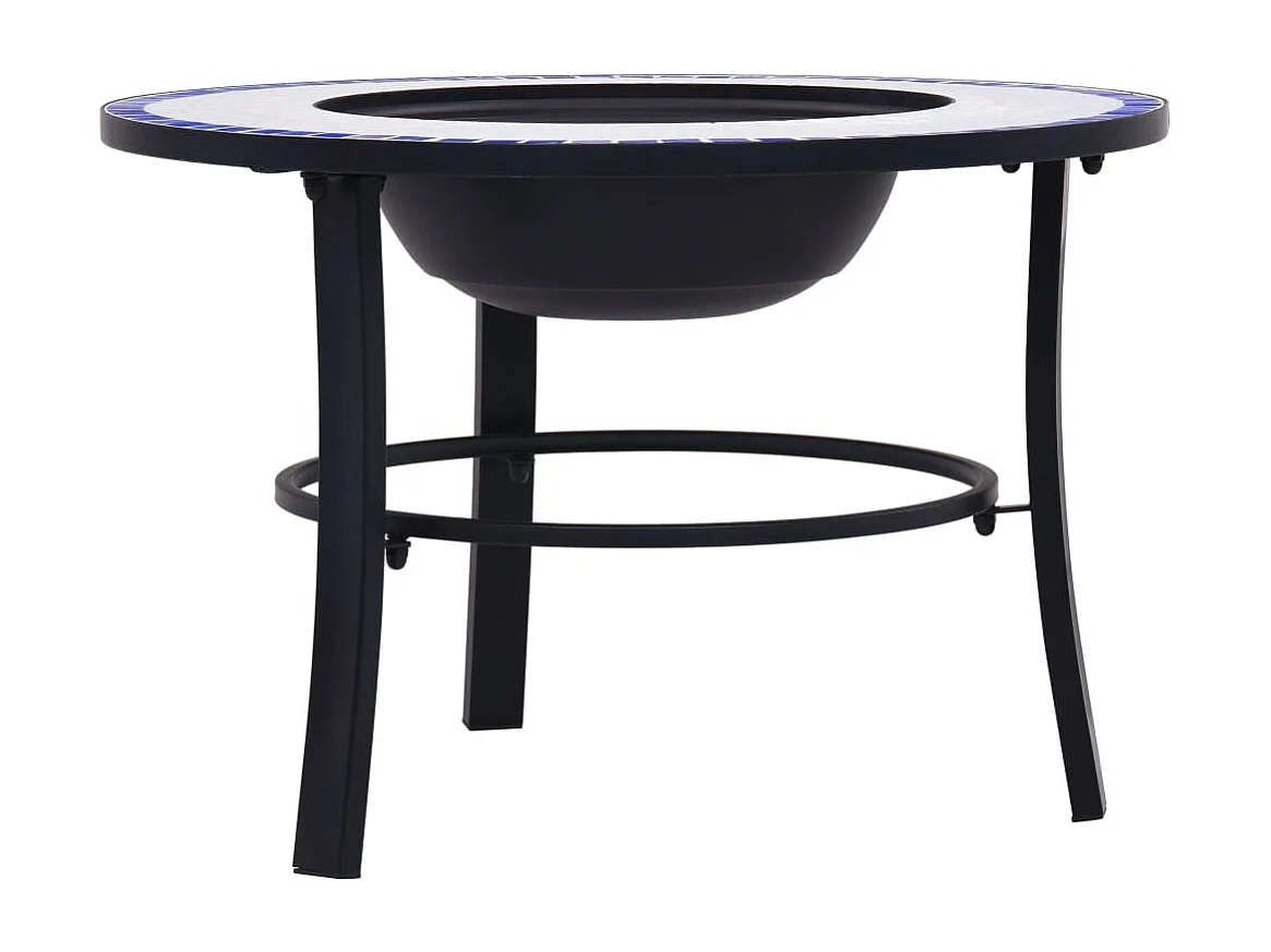 Feuerstelle Mosaik Keramik Blau und Weiß 68 cm