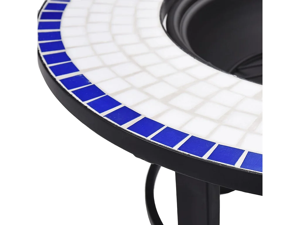 Feuerstelle Mosaik Keramik Blau und Weiß 68 cm