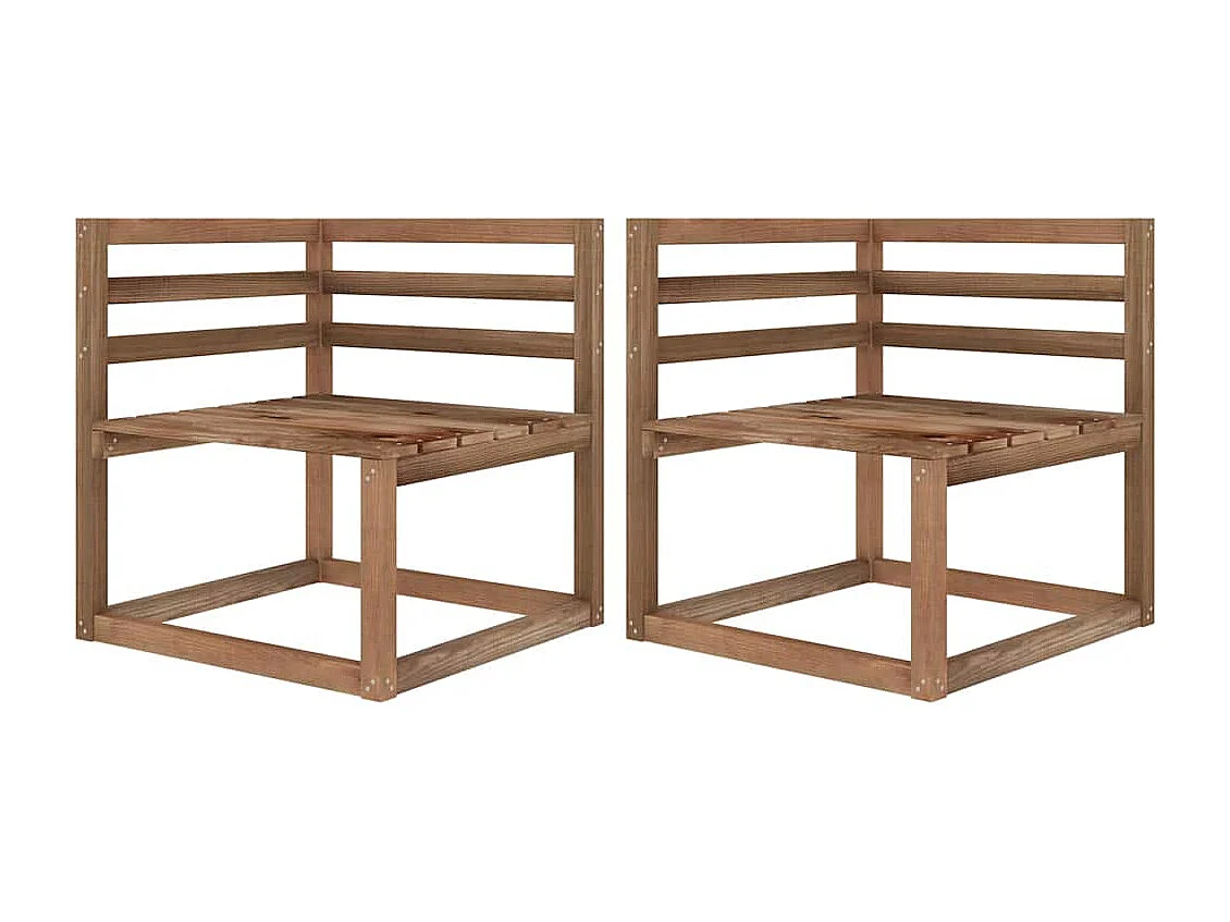 Canapés d'angle palette de jardin 2 pcs Marron Pin imprégné
