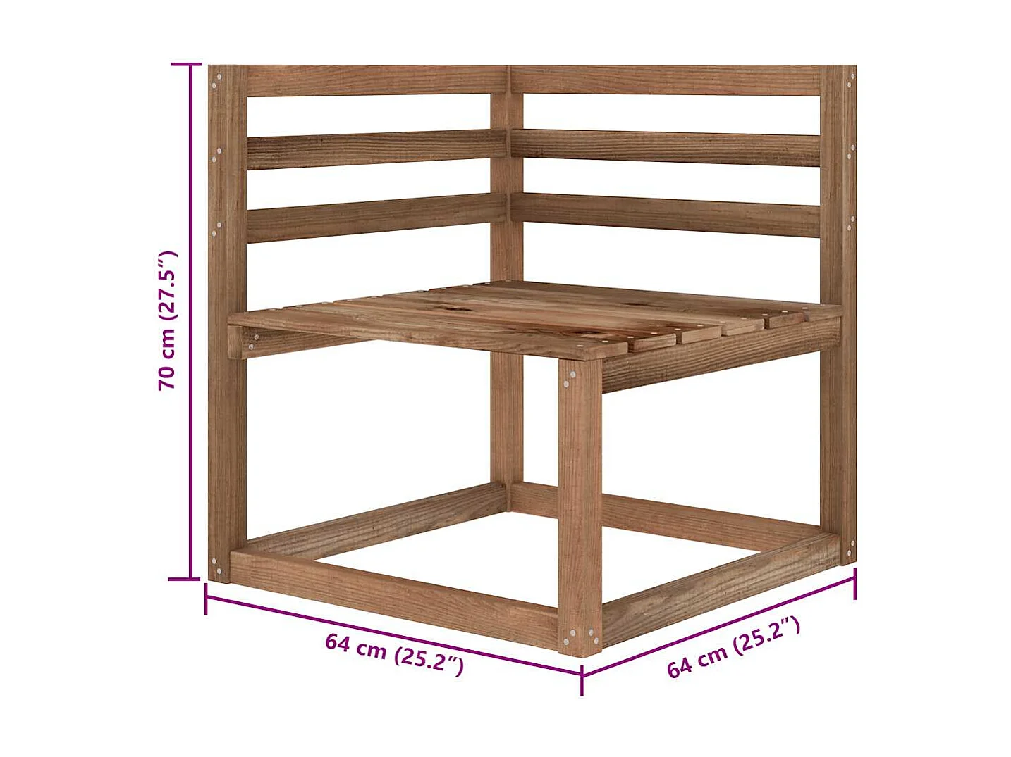 Canapés d'angle palette de jardin 2 pcs Marron Pin imprégné