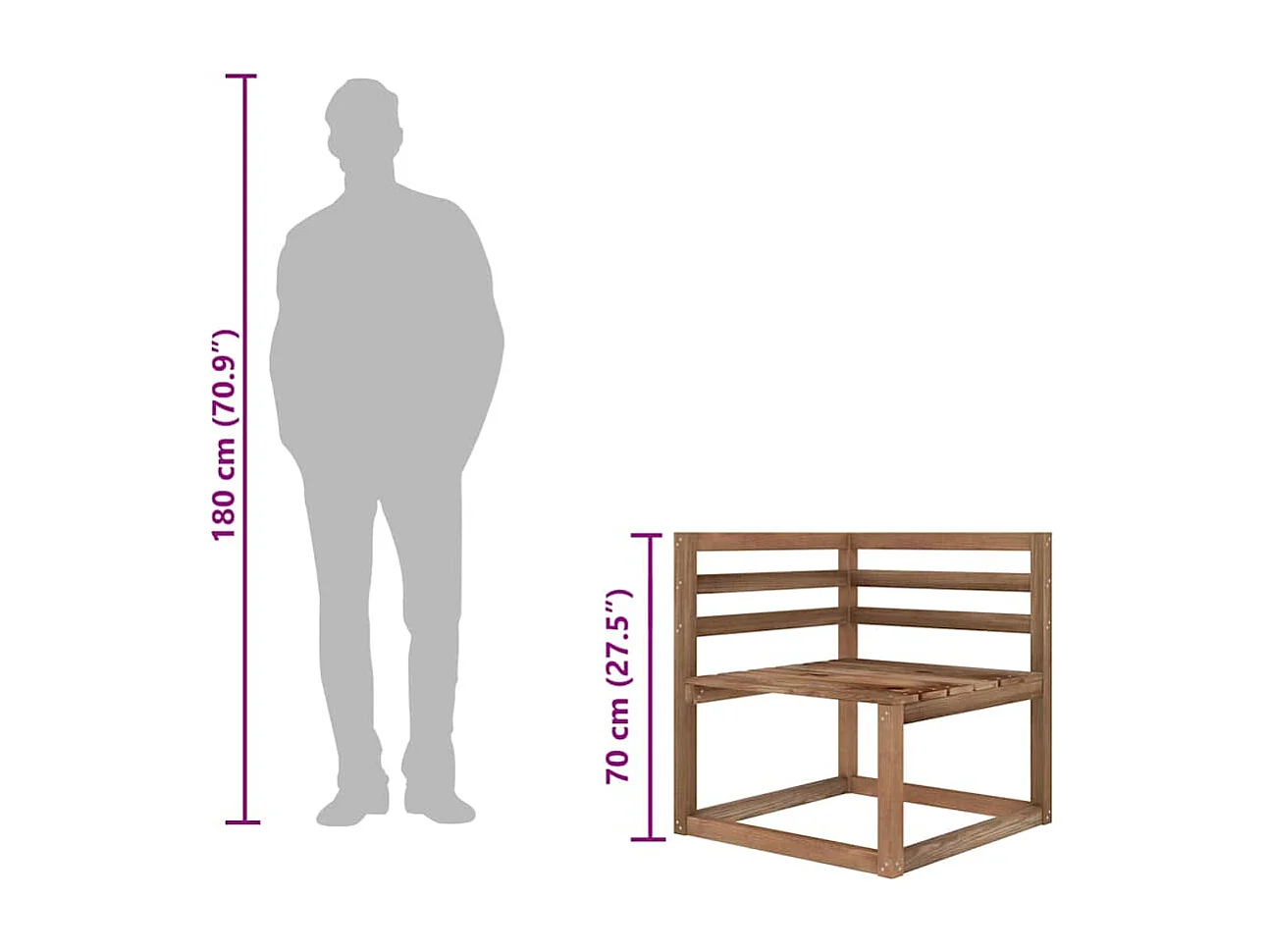 Canapés d'angle palette de jardin 2 pcs Marron Pin imprégné