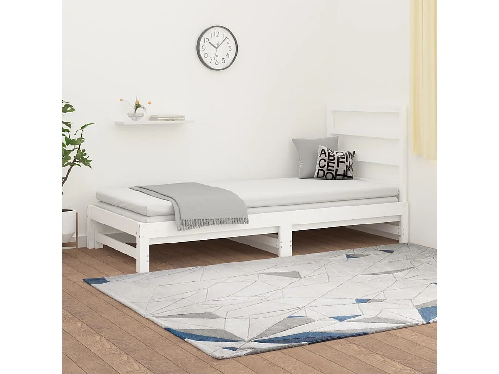 Schiebebett Weiß 2x(90x190) cm Massives Kiefernholz