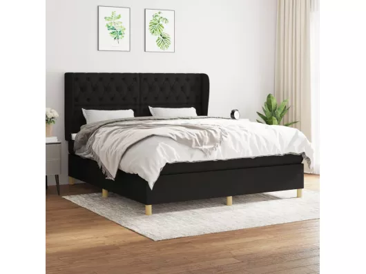 Kauf Unique Boxspringbett mit Matratze Schwarz 160x200 cm Stoff