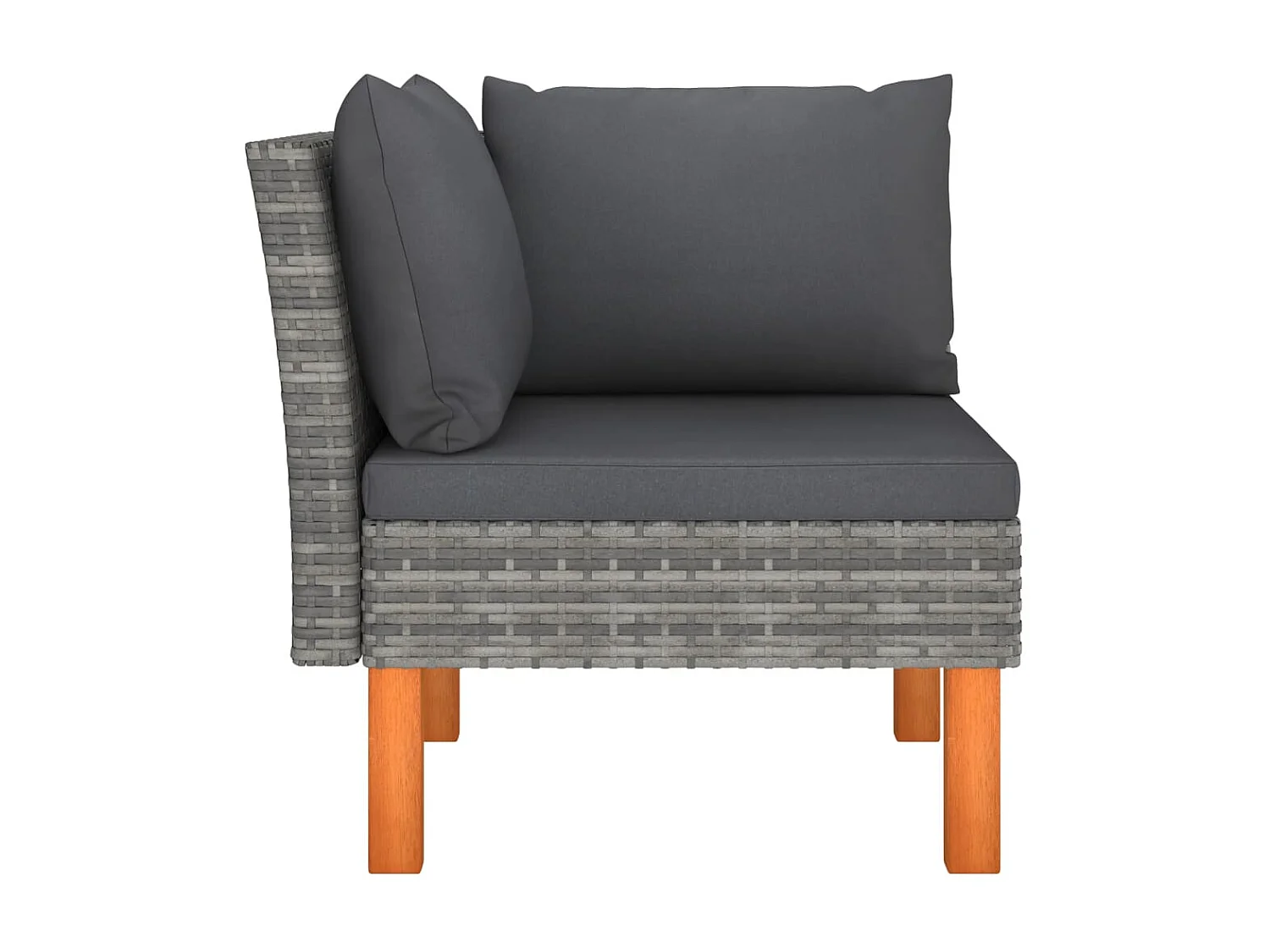 Ecksofa Poly Rattan und Eukalyptus Massivholz