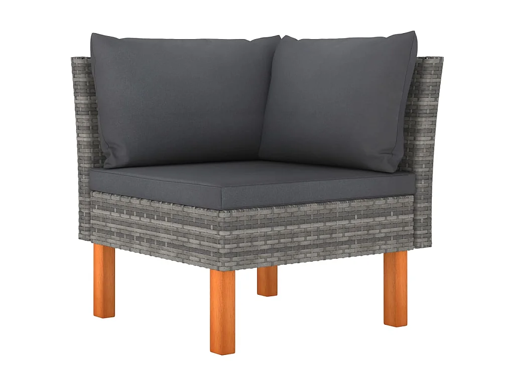 Hoekbank poly rattan en massief eucalyptushout