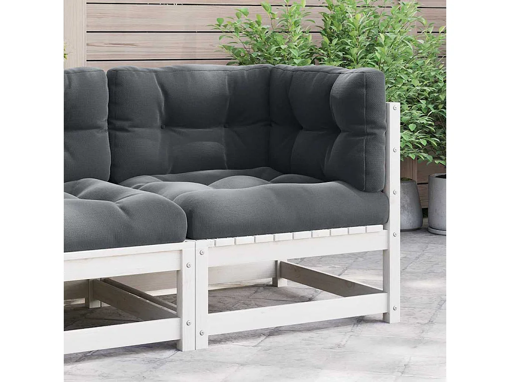 Canapé d'angle de jardin coussins anthracite Bois de pin massif