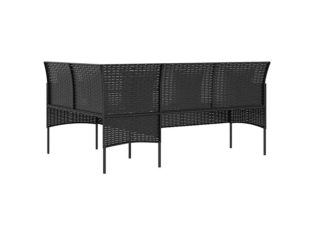 Sofa in L-Form mit Kissen Poly Rattan Schwarz