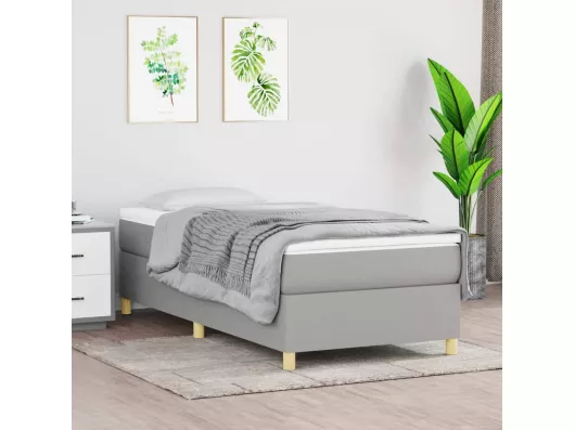 Kauf Unique Boxspringbett mit Matratze Hellgrau 90x200 cm Stoff