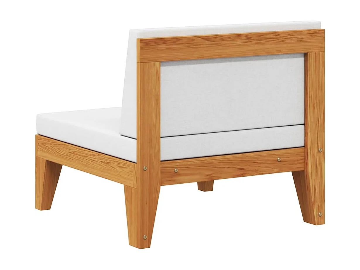 Canapé central sectionnel et coussins blanc crème Bois d'acacia